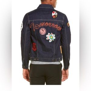 NWT STELLA McCARTNEY Denim Jean Jacket Embroidered Patch Coat Size 50 Authentic